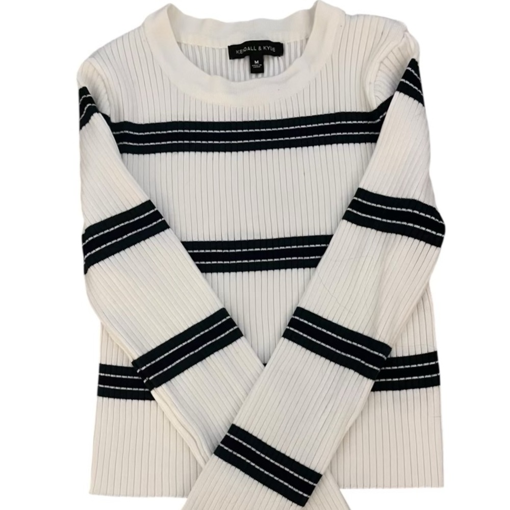 Pacsun Navy and Green Striped Long Sleeve